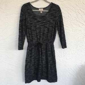 Ann Taylor Loft Grey Black Dress Pull Tie Waist